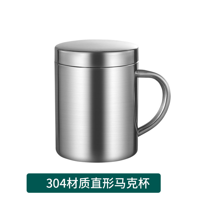 Tasse à double paroi 304 avec couvercle
