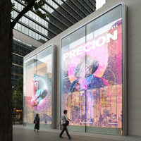 Panneaux d'affichage vidéo publicitaires à film LED P8 pour vitres intérieures, 92 % transparents, haute luminosité, résolution 125x50, 3840 Hz