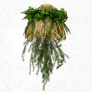 Panier suspendu artificiel avec feuillage de fougère verte, jardinière décorative en osier pour la maison, le jardin, le balcon, la décoration murale - Product Image 1