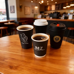 ถ้วยกาแฟและชาแบบใช้แล้วทิ้งกระดาษสีขาวดำแบบย่อยสลายได้ตามธรรมชาติออกแบบได้ตามต้องการ - Product Image 4