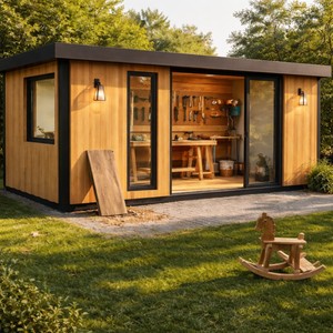 Abri de jardin préfabriqué ADU, cabane de rangement moderne et minimaliste, abri à outils au design épuré, s'adaptant à tous les styles de jardin - Product Image 6