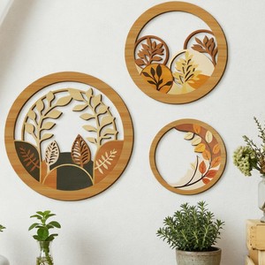 Adorno colgante de pared redondo de madera hueca transfronterizo para decoración de pared de dormitorio en el hogar, colgante artesanal de madera estilo bohemio - Product Image 3