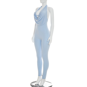 Viviblook D26JP151 Mono casual de una pieza sin mangas con cuello halter y espalda descubierta de color liso sexy para mujer - Colección de verano - Product Image 6