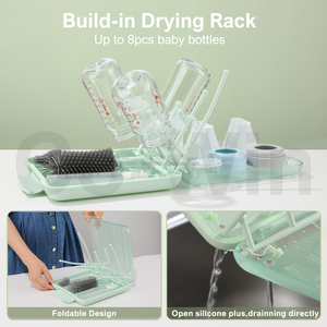 Juego de cepillos de silicona 7 en 1 para limpieza de biberones con patente de EE. UU., estante de almacenamiento de cocina, soporte para biberones, escurridor de biberones - Product Image 6
