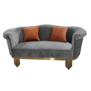 KIKA-sofá tapizado de tela de terciopelo azul, patas doradas de estilo americano de alta calidad, 3 asientos, nuevo diseño - Product Image 5