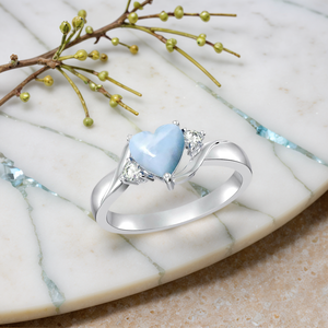 925 Sterling Silver Tim Larimar Solitaire Nhẫn Tối Giản 12 Tháng Birthstone Cá Nhân Khắc Tên Đồ Trang Sức Mỹ - Product Image 4