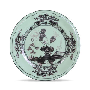 Elegante Servizio di Porcellana Verde Menta Stile Retrò Francese con Decorazioni Floreali Nere per Banchetti e Matrimoni - Product Image 2