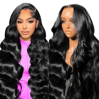 Pelucas de Cabello Humano Virgen Vietnamita con Ondas Suaves, Súper Doble Trama, con Frente de Encaje, de Alta Calidad, Sin Pegamento, para Mujeres Negras