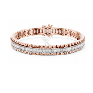 Pulsera de eslabones con diamantes talla esmeralda East West, con diamantes cultivados en laboratorio en oro amarillo, estilo correa de reloj, pieza llamativa y pesada. - Product Image 5