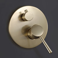Robinetterie électrique thermostatique en laiton, finition or brossé, système de douche encastré à double poignée avec jet pluie, pour salle de bain, en céramique