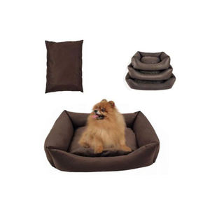 Un paquete completo que incluye una cama elegante para mascotas de gamuza repujada con estampado de tigre de alta gama, en tallas S/M/L, color marrón oscuro. - Product Image 5