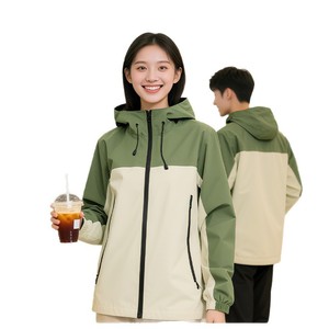 Customized <b>Waterproof</b> <b>Work</b> Jacket For Catering Coffee Tea Shop Autumn Uniform With Logo Printing Unisex - Product Image 5