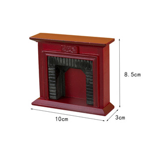 Chimenea Roja Vintage para Casa de Muñecas 1:12, Repisa de Chimenea de Madera <span class=keywords><strong>en</strong></span> Miniatura para Decoración de Sala de Estar - Product Image 2