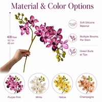 En stock – Vente en gros usine – Branche d'orchidée artificielle violette et rose – Faux Phalaenopsis pour la décoration de la maison, du bureau ou des vases