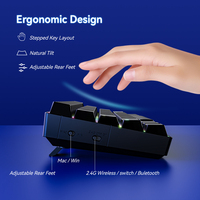 Clavier Mécanique Sans Fil 60% avec Commutateurs Marrons, RGB, Bluetooth/2.4Ghz/Filaire 3 Modes, 61 Touches Compactes, Clavier de Jeu à Commutateurs Rouges
