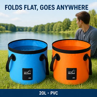Sac seau pliable en PVC imperméable de couleur unie personnalisé, seau avec poignées en sangle pour le camping et le lavage de voiture