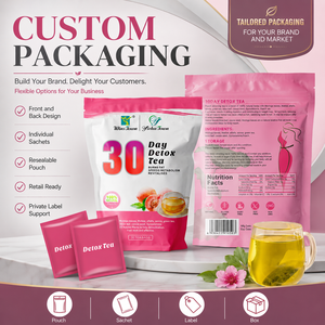 Té Detox de Duración de <span class=keywords><strong>30</strong></span> Días de Marca Privada, Bolsitas de Té Herbal de Durazno, Té Adelgazante, Productos para la Pérdida de Peso, Suministro al por Mayor de Fábrica OEM ODM - Product Image 1