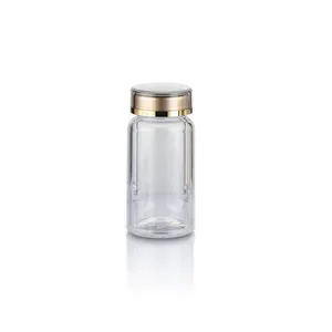 Großhandel 120ml Leere transparente Medizin glas Ergänzung Kapsel Plastik flasche mit goldener Linie
