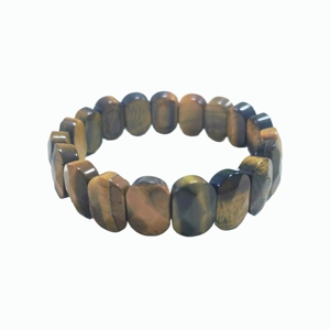 Bracelet plat en œil de tigre, bijou en pierre précieuse très vendu pour la guérison, bien-être physique et mental - Product Image 2