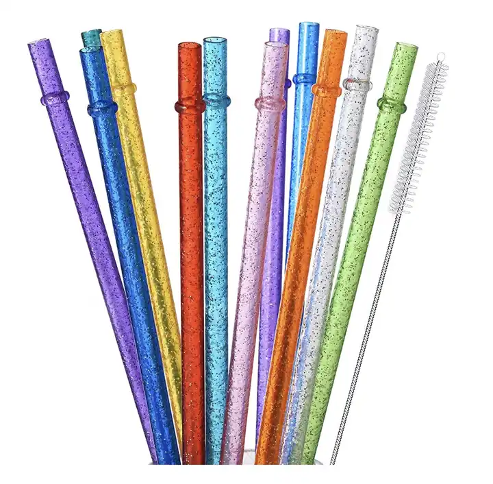 50 Pieces Reusable Drinking Straw Thick Plastic Straws With Cleaning Brush  Straw