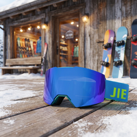 Masque de ski anti-buée Private Label Amber pour hommes, monture noire, design OTG pour lunettes de vue