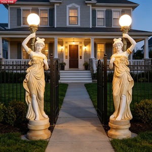 YOUFINE Ensemble <span class=keywords><strong>de</strong></span> lampadaires en marbre blanc, sculpture <span class=keywords><strong>de</strong></span> déesse classique, statue <span class=keywords><strong>de</strong></span> <span class=keywords><strong>jardin</strong></span> extérieur <span class=keywords><strong>pour</strong></span> villa - Product Image 5