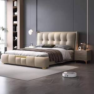 เตียงหนังหุ้มเบาะคุณภาพสูง หรูหรา สำหรับโรงแรมและบ้าน สะดวกสบาย ทนทาน สำหรับขายส่ง - Product Image 4