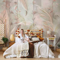 Papier peint mural personnalisé, art abstrait, feuilles de plantes, feuilles, 3D, pour la décoration murale de la chambre à coucher