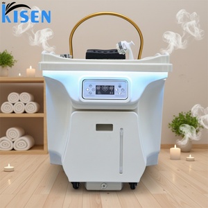 อ่างสระผมเคลื่อนที่สำหรับร้านเสริมสวยและคลินิก ยี่ห้อ Kisen รุ่น Commercial Mobile Head Spa Sink พร้อมถังเก็บน้ำ 2 ถัง เครื่องทำน้ำอุ่น และเทคโนโลยี Zen Flow - Product Image 1