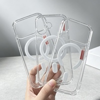Étui de téléphone de luxe transparent magnétique en TPU + acrylique antichoc pour 16 Pro Max