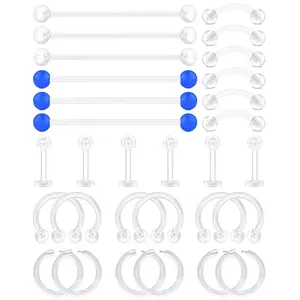 Clear Piercing Retainers Nose Ring Flexible Cartilage Helix Rook Tragus Earring Retainer Bioflex Plastic Nose Septum Lip Eyebrow