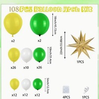 Kit d'arche de guirlande de ballons en latex jaune, vert et blanc avec confettis pour la décoration de fête d'anniversaire d'enfants, festival d'été et de printemps