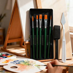 Pinceaux à manche en bois durables pour aquarelle, huile, peinture acrylique, peinture de <span class=keywords><strong>visage</strong></span> - Product Image 3