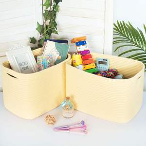 Récipients de stockage en tissu en gros Paniers de stockage rectangulaires pliables en corde de coton pour <span class=keywords><strong>Amazon</strong></span> Hot Selling - Product Image 5