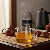 Distributeur de thé en verre écologique 400 ml, très demandé, avec design résistant à la chaleur, forme croissant et bec fin pour services à café et à thé