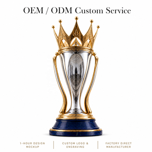 Trofeo Personalizzato Corona Reale in Oro per Cerimonie e Campionati Sportivi, Base in Pietra Blu, <span class=keywords><strong>Calice</strong></span> in Argento, Trofeo in Metallo Personalizzato - Product Image 3