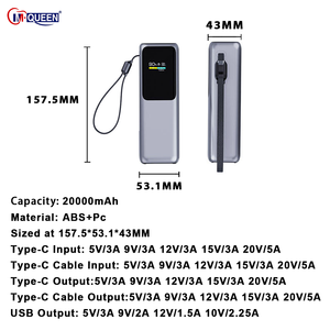 แบตเตอรี่ลิเธียมโพลิเมอร์แบบพกพาความจุสูง 100W ชาร์จเร็ว 2-in-1  20000mAh สำหรับแล็ปท็อป - Product Image 3