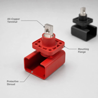 Conector de batería de litio de alta corriente 200A macho-hembra, montado en panel, a través de pared, para almacenamiento de energía, con contacto de latón y carcasa aislante.