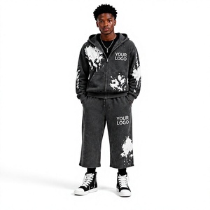 Custom <b>Paint</b> Splatter Tracksuit <b>Set</b> Men Zip Up Hoodie Sweatpants Sweatsuit <b>Paint</b> Splatter Baggy Jogger Pants 2 Piece <b>Set</b> - Product Image 1