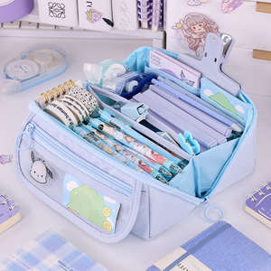 Aksesoris Sekolah Tas Pensil Kanvas Tebal Bergaya Sederhana Tempat Pensil untuk Anak Perempuan - Product Image 6