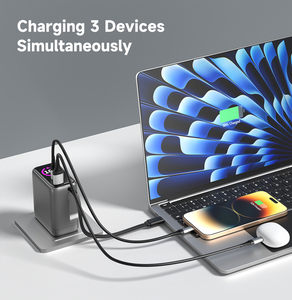 Cargador Rápido USB-C <span class=keywords><strong>de</strong></span> 100W Compatible con Teléfonos <span class=keywords><strong>de</strong></span> Carga Rápida con Puertos 2C1A, Pantalla TFT y Cable Retráctil - Product Image 5