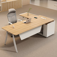 Bureau de direction en métal en forme de L Qianjie LBZ-118X avec sous-meuble, design moderne et minimaliste, usage commercial pour bureau