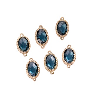 Pendentif ovale en saphir polyvalent, cristal artisanal à double trou, accessoire de bijouterie DIY, assorti pour collier et bracelet - Product Image 5
