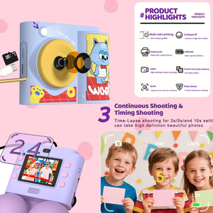 <span class=keywords><strong>Appareil</strong></span> <span class=keywords><strong>photo</strong></span> numérique instantané pour enfants L8, prend en charge l'enregistrement vidéo HD 1080P avec micro, imprimante thermique, jouet pour enfants, cadeau d'anniversaire - Product Image 3