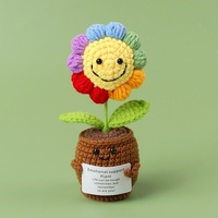Planta Artificial de Girasol Hecha a Mano en Maceta Pequeña, Mini Decoración de Escritorio, Regalo para el Día del Maestro
