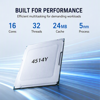 CPU Baru Laris Manis 4514Y Teknologi Speed Select 16C 32T 30MB L3 LGA 4677 PCIe 5.0 CPU High Density Gold 4514Y Prosesor Server