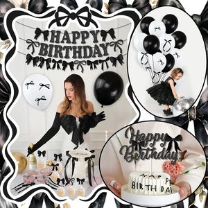 Ensemble de nœuds à thème Black <span class=keywords><strong>Wednesday</strong></span> pour fête d'anniversaire, <span class=keywords><strong>série</strong></span> sombre, bannière à nœuds - Product Image 4