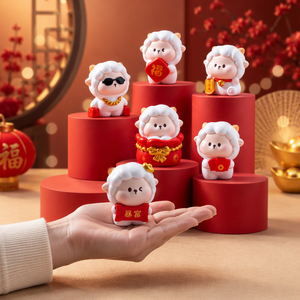 Statuetta <span class=keywords><strong>in</strong></span> Resina di Pecora Portafortuna, <span class=keywords><strong>Regalo</strong></span> per il Capodanno Cinese, Simbolo di Prosperità e Fortuna, Zodiaco Kawaii, Dono di Benedizione Dorato - Product Image 4