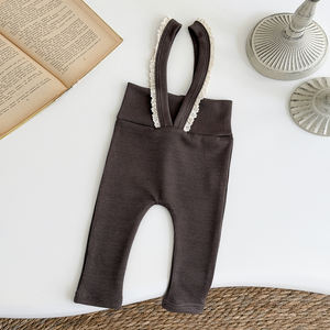 2025 INS versión coreana suave y cómodo pantalón de encaje de verano de cintura alta para niña con tela de punto con correa femenina - Product Image 6