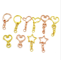100 porte-clés étoile, mignon, cœur, or rose, argent, accessoires pour sac, breloques, fermoirs homard à crochet, lanière avec porte-clé
